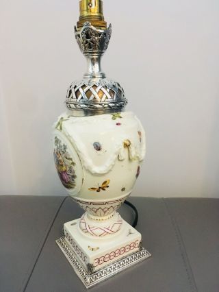 RARE.  Antique KPM BERLIN Porcelain Lamp Solid Silver A.  RISLER &CARRE PARIS 3