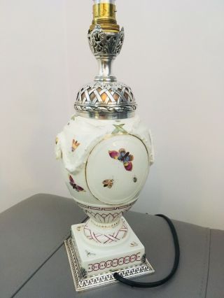 RARE.  Antique KPM BERLIN Porcelain Lamp Solid Silver A.  RISLER &CARRE PARIS 4