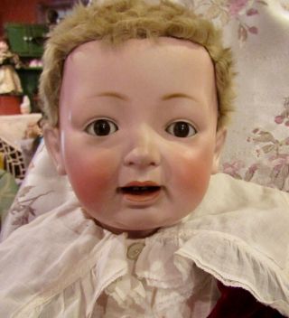 Antique 23 " German Bisque Kestner Character Baby Doll W/orig Body,  Moleskin Wig