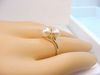 Cultured Akoya Pearls Slight Pink Tint 5.  85 Mm.  And Diamonds 14k Gold Ring