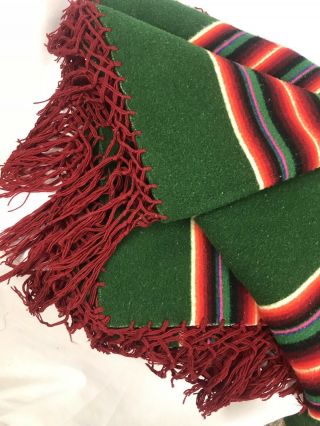 Vintage Pendleton Beaver State Robe Shawl Striped Serape Wool Blanket Red Green 2