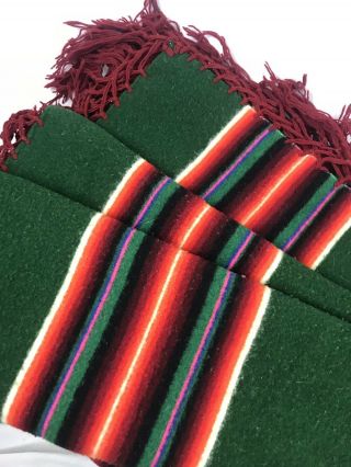 Vintage Pendleton Beaver State Robe Shawl Striped Serape Wool Blanket Red Green 3