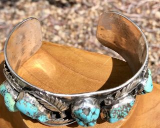 Sterling Silver Navajo Turquoise Coral Cuff Native Vintage 925 5