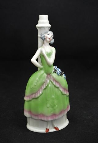 Antique Bavaria Porcelain Lamp Base Lady Figurine