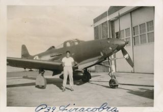 Wwii 1944 Usaaf Atc 7th Fs Bismark Nd Airplane Photo 2 Me & P - 39 Airacobra