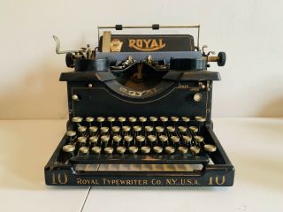 Antique Vintage Royal Model 10 Typewriter W/beveled Glass Sides X - 220380