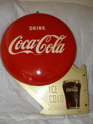Vintage Rare 1949 Coca - Cola 16 " Button Flange Sign