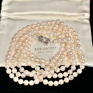 Authentic Mikimoto Vintage Rare 51 In 6.  5 Mm Akoya Pearl Necklace Silver 12
