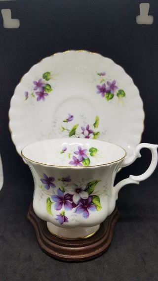 Royal Albert Bone China Violets Cup And Saucer Set