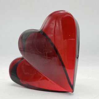 Vintage Baccarat Ruby Crystal Double Heart Paper Weight 4 "