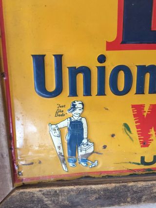 Rare 1940s Lee Union Alls Overalls Whizits Union Made Metal Sign Estate Find 11