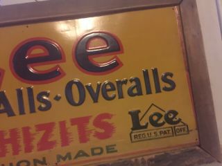 Rare 1940s Lee Union Alls Overalls Whizits Union Made Metal Sign Estate Find 3