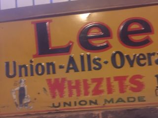 Rare 1940s Lee Union Alls Overalls Whizits Union Made Metal Sign Estate Find 4