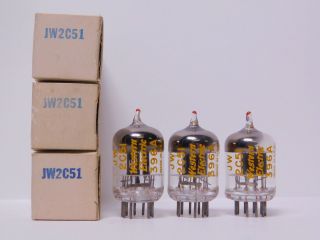 Western Electric Jw - 2c51 / 396a Matched Vintage Vacuum Tube Trio Nos (test 97)