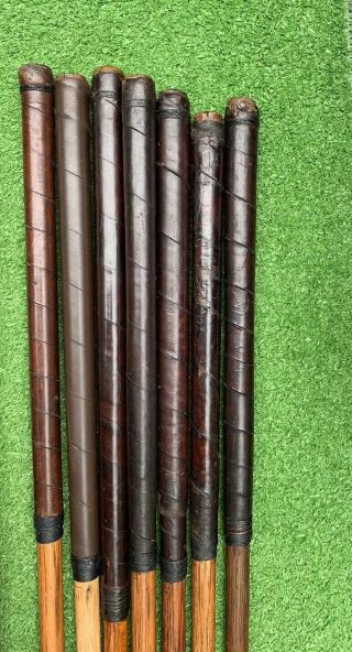 Set of Antique hickory wood shaft Golf Clubs and Vintage Stovepipe Bag 10