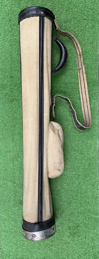 Set of Antique hickory wood shaft Golf Clubs and Vintage Stovepipe Bag 12