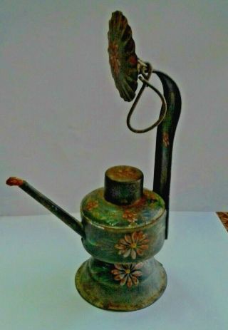 Antique And Rare Portuguese Oil Lamp,  Handpainted From The 20 