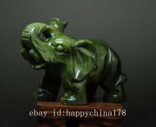 China Old Hand - made South Natural Jade Water Absorption Elephant Statue 02 B02 2