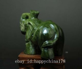 China Old Hand - made South Natural Jade Water Absorption Elephant Statue 02 B02 3