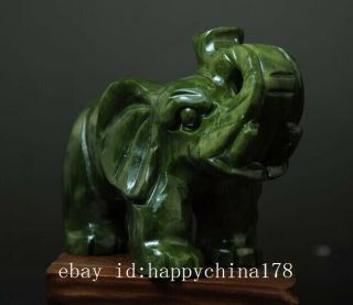 China Old Hand - made South Natural Jade Water Absorption Elephant Statue 02 B02 5