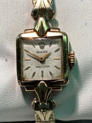 Fine Vintage Ladies Rolex Precision 9k Yellow Gold Wristwatch.