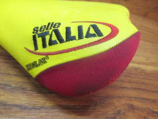 VINTAGE SELLE ITALIA FLITE TITANIUM TI RAILLED YELLOW RED RACING SADDLE 4