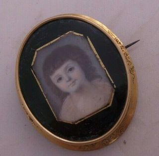 Gold plated frame early 19th century portrait miniature brooch 2