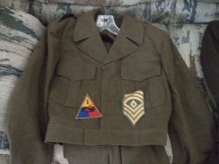 Vintage 1940s WWII ? US Army Eisenhower IKE JACKET Wool Uniform Patchs Marines 2