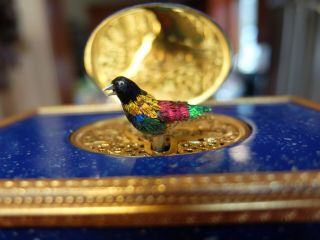 Vintage Reuge Lapis Lazuli Singing Bird Box Automaton Music Box (watch Video)
