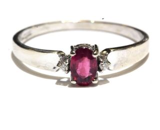 14k White Gold.  03ct Si1 H Womens Diamond Pink Ruby Ring 2.  2g Estate Vintage