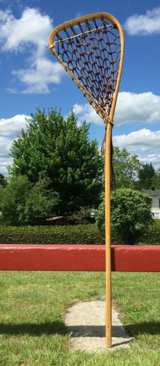 Vintage Wooden Goalie Lacrosse Stick Lax Signed 