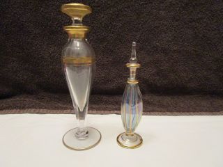 Vintage Perfume Bottles With Glass Stoppers Set Of 2
