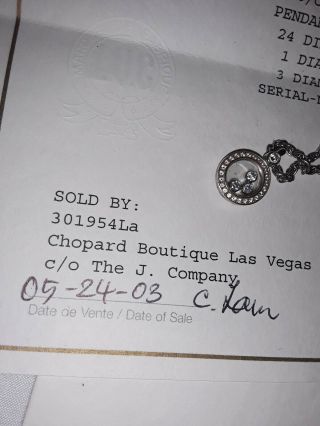 Chopard Happy Diamonds 18k White Gold Pendant & Necklace Paperwork rare 11