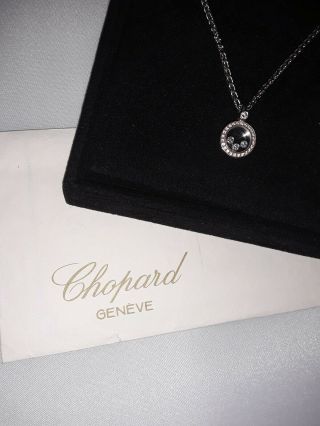 Chopard Happy Diamonds 18k White Gold Pendant & Necklace Paperwork Rare