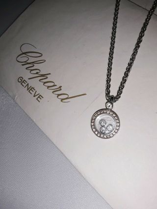 Chopard Happy Diamonds 18k White Gold Pendant & Necklace Paperwork rare 6