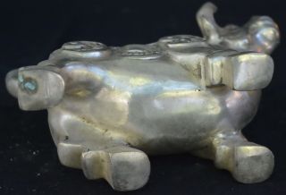 Old China Handwork Collectable Miao Silver Carve Rhinoceros Exorcism Evil Statue 5