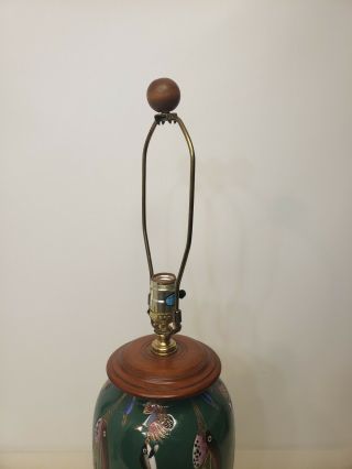 Vintage Bob Timberlake Signed Ceramic Table Lamp ‘Lures’ Fishing Green Wood Base 4