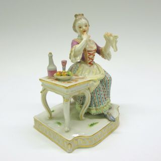 Antique Early Meissen Porcelain Figure The Senses Taste