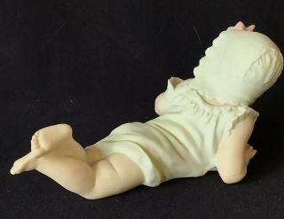 7 - 1/2” ANTIQUE ALL BISQUE PIANO BABY W/LAMB,  MOLD 345,  GERMANY 2