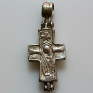 Very Rare - Wearable Byzantine Silver Encolpion Cross Pendant Ca 700 Ad
