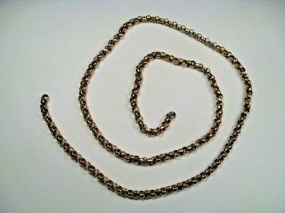Antique 8.  8k Rose Gold Fancy Rolo Link Watch Fob Necklace Chain 27 ",  21.  3grams