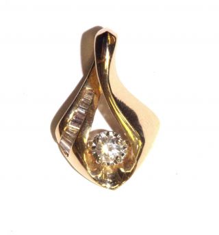 14k Yellow Gold.  25ct Vs G Diamond Slide Pendant 2.  8g Estate Ladies Vintage