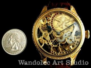 ROLEX Vintage Men ' s Wrist Watch Skeleton Gold Mechanical Mens Wristwatch Swiss 11