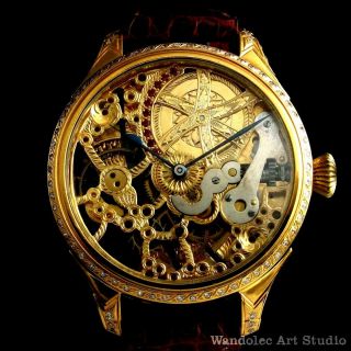 ROLEX Vintage Men ' s Wrist Watch Skeleton Gold Mechanical Mens Wristwatch Swiss 3
