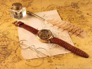 ROLEX Vintage Men ' s Wrist Watch Skeleton Gold Mechanical Mens Wristwatch Swiss 4