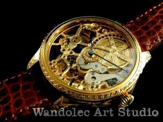 ROLEX Vintage Men ' s Wrist Watch Skeleton Gold Mechanical Mens Wristwatch Swiss 8