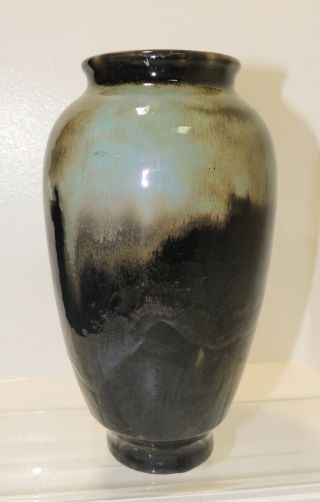 Signed Pewabic Pottery Vase Metallic Drip Glaze Detroit Arts & Crafts Antique