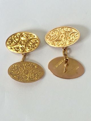 Antique Victorian 9ct Yellow Gold Patterned Cuff Links Item A6996