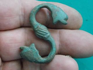 Large Rare Viking Pendant With Dragon Heads Metal Detecting Detector Finds