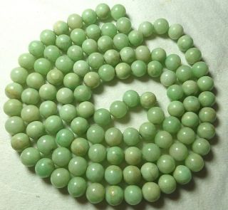 Antique Vintage Apple Jade Jadeite Beads Necklace Very Long.  Uniform Size Beads